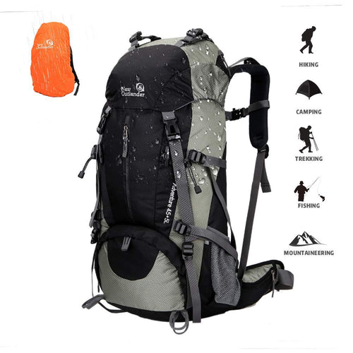 novosun Hiking Backpack 50L Waterproof,Lightweight Camping Backpack for Men Women Youth Backpacking Backpack with Rain Cover External Frame Travel Backpack for Hiking Camping Climbing Outdoor Travel