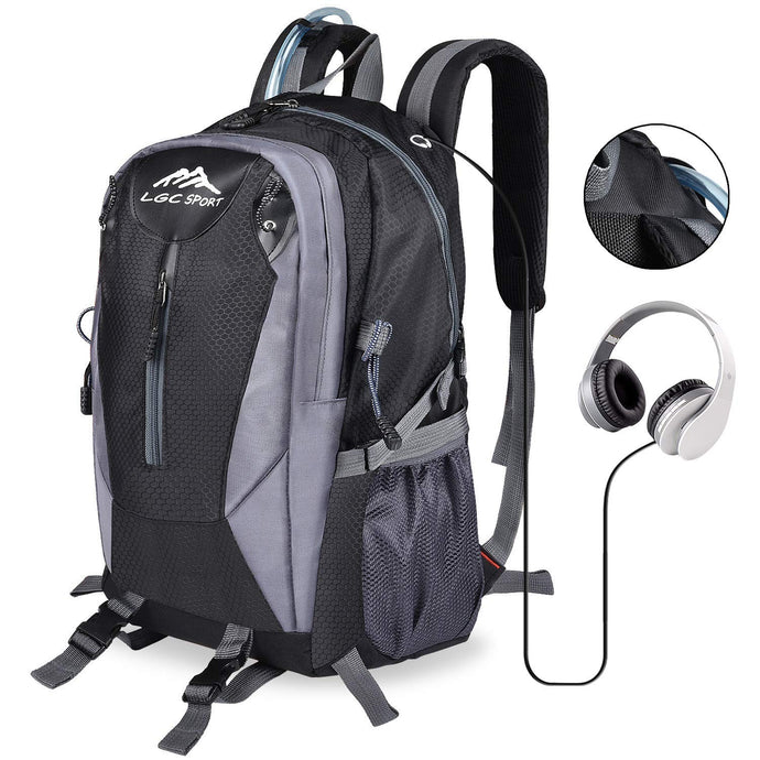 GC Products Hiking Backpack 30L Waterproof，Travel-Hiking Backpacks for Men and Women with Headphone Interface,Travel Daypacks for Traveling Camping Climbing Cycling